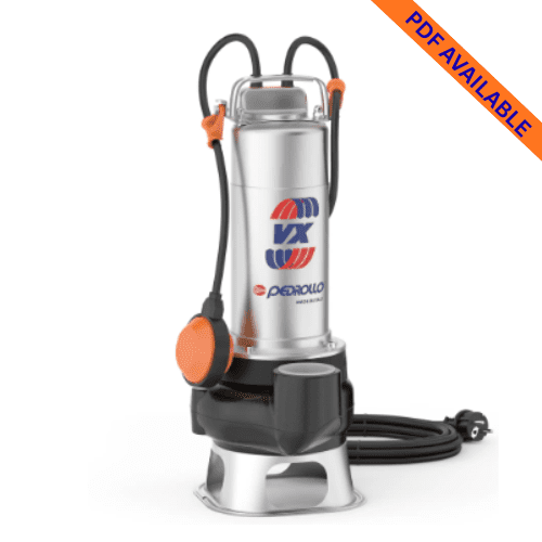 Pedrollo VX submersible pumps for sewage and dirty water drainage in South Africa, used in Durban, Johannesburg and Cape Town wastewater applications